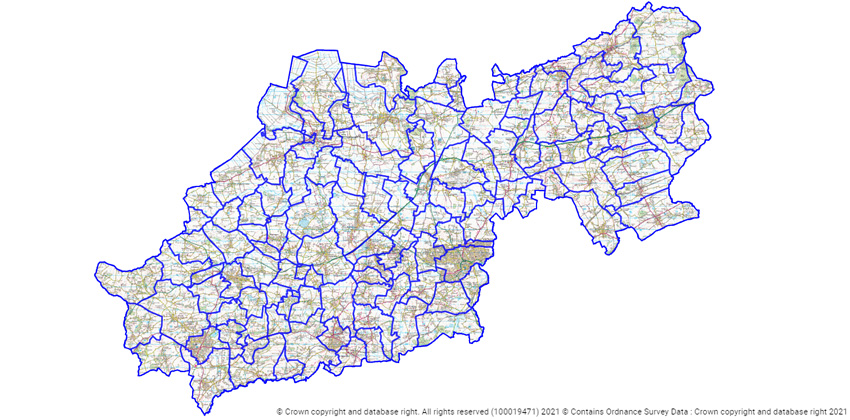 Map of all the parishes within South Somerset