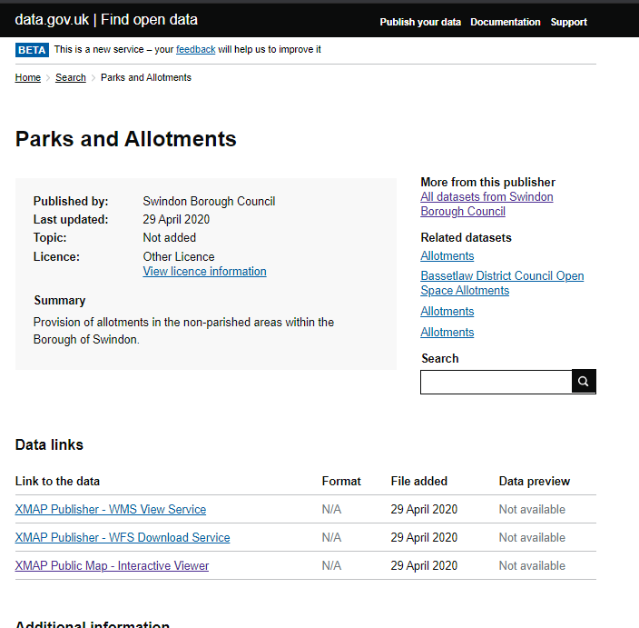 Data.gov.uk website entry